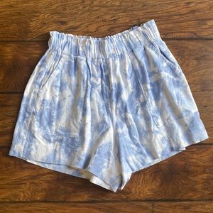 Blue Tie Dye Linen Blend Shorts Abercrombie & Fitch A&F AF Size M Medium pockets